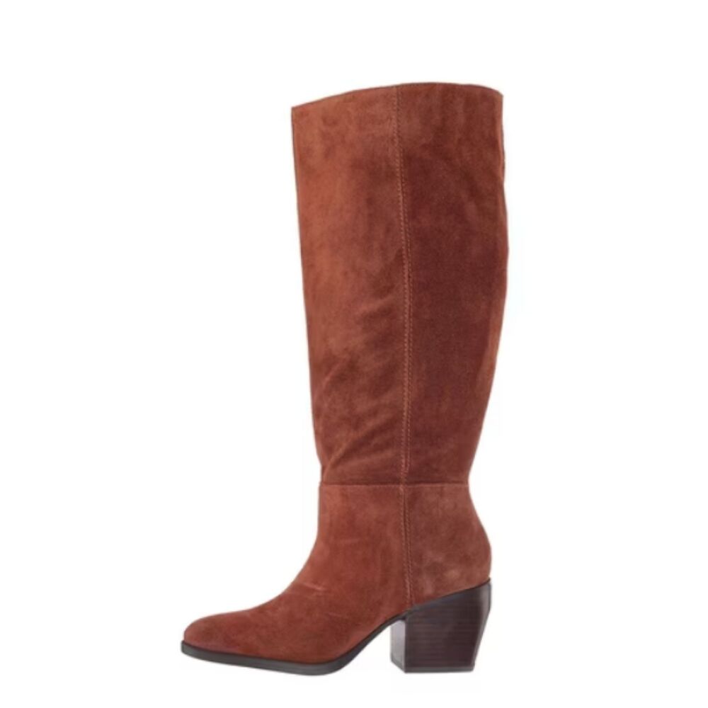 Naturalizer Fae Saddle Tan Suede Wide Calf Knee High Boots Western Ranch Sz 8.5